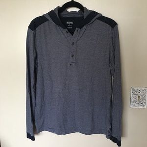 Michael Kors Hooded Black and Gray Striped Men's Tshirt Top Sz S